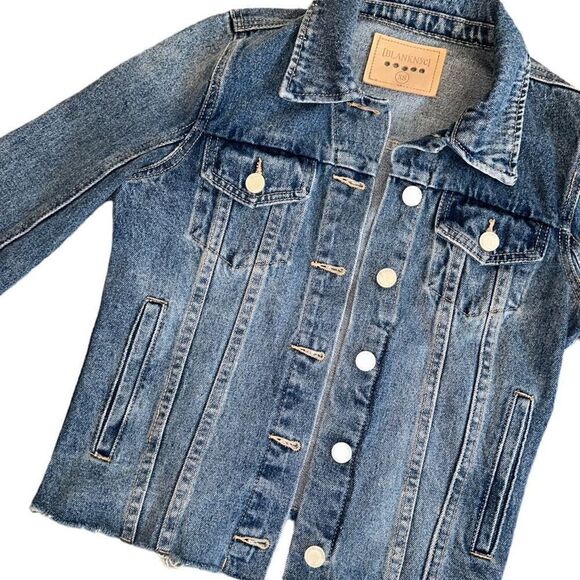 Blank NYC Fitted Raw Hem Denim Jacket In Traffic Jam Size XS - Picture 3 of 9